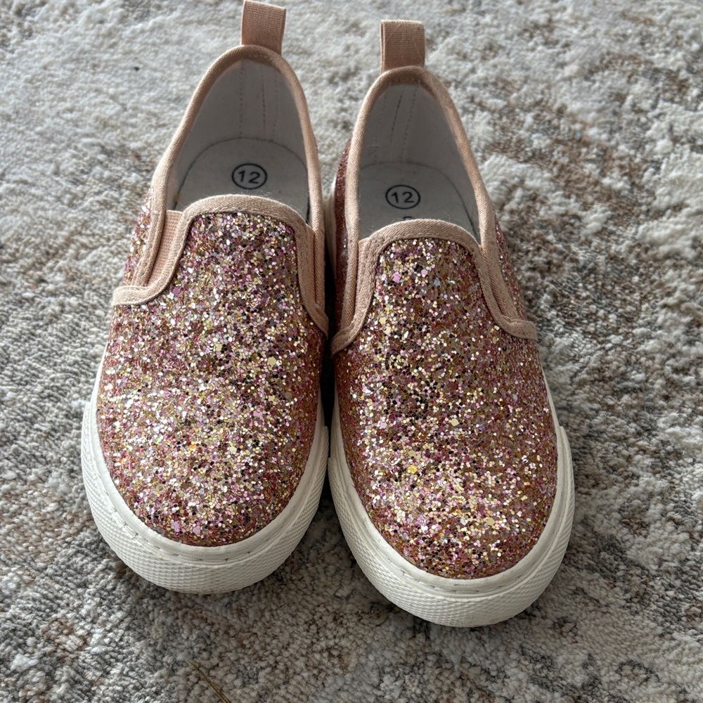 Cat & Jack Glittery Pink Slip-On Sneakers